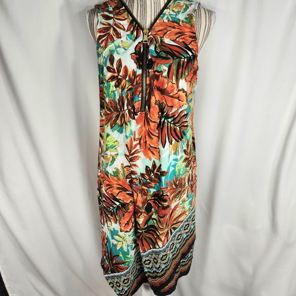 db 1962 NWOT Multicolored Floral Print Zipper Neck Sleeveless Dress Size Medium